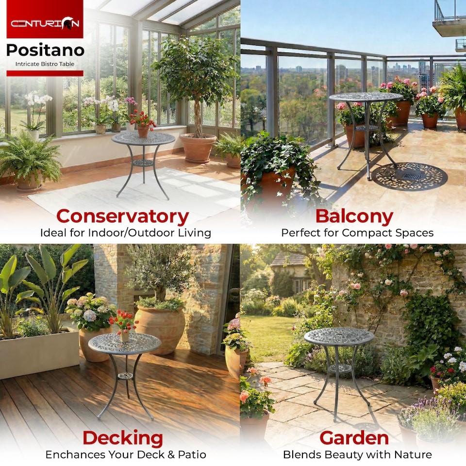 image 1 of Centurion Supports POSITANO Garden and Patio Grey Cast Aluminium Bistro Table | Grey | Grey