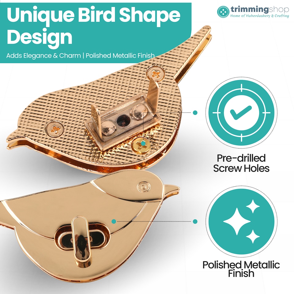 image 1 of Bird Twist Turn Lock Clasp, Decorative Closure For Leathercraft Projects