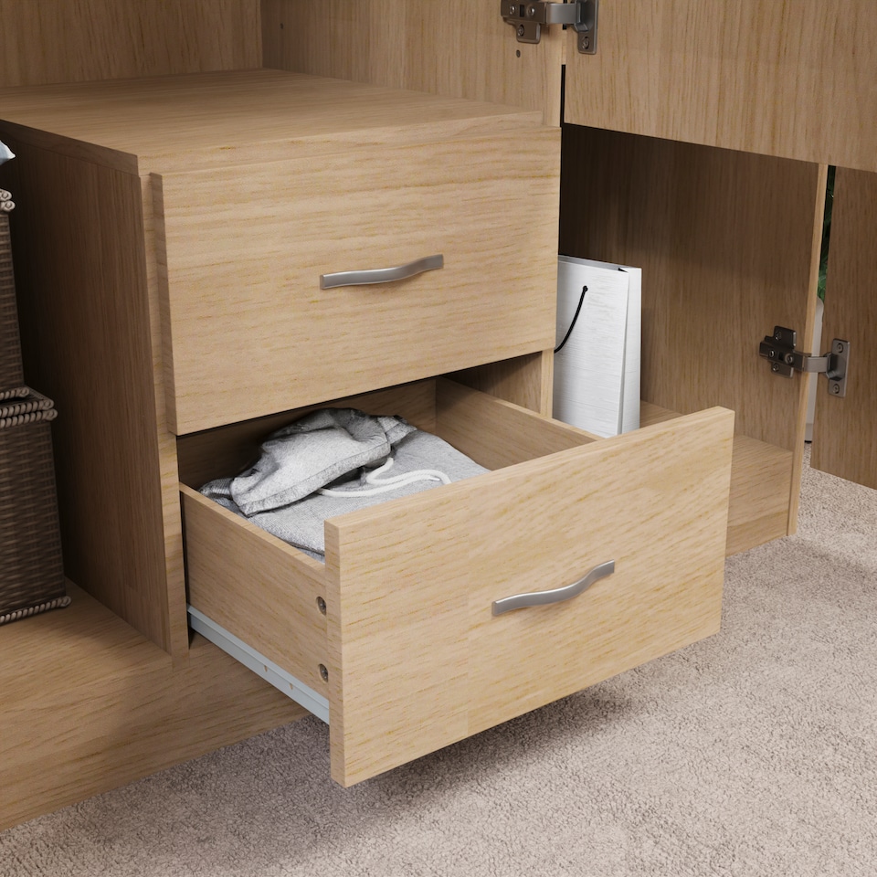 image 1 of Vida Designs Riano 3 Door 2 Drawer Mirrored Wardrobe With Shelf & Clothes Rail, Pine