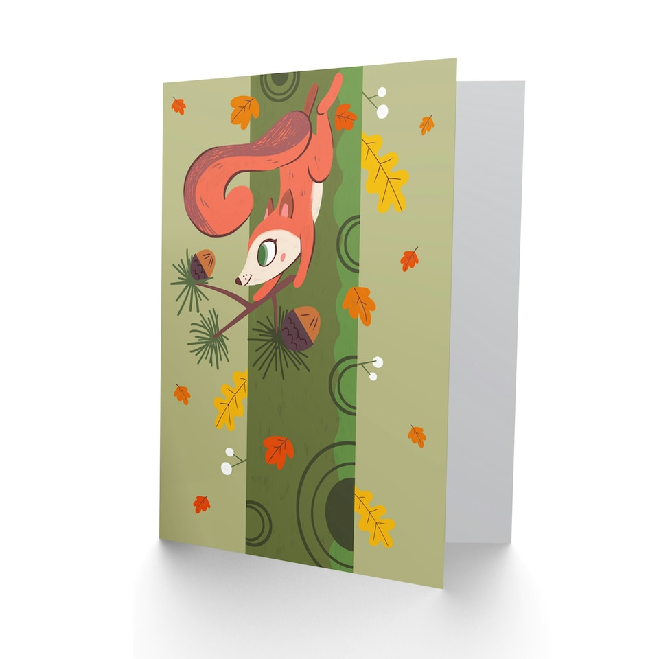 image 1 of Red Squirrel Acorn Tree Birthday Child Kids Card