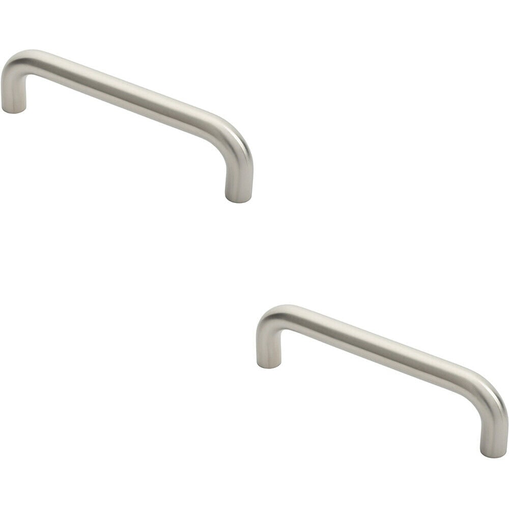Loops 2x Round D Bar Door Pull Handle 247 x 22mm 225mm Fixing Centres Satin Steel in Metallics