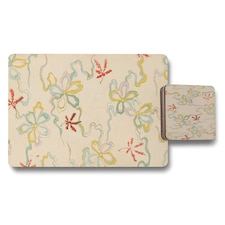 Set of 12 Placemats and Coasters with Designer Artwork and Wood Bottom