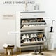 image 4 of HOMCOM Shoe Storage Cupboard with 2 Flip Doors and Sliding out Drawer, White