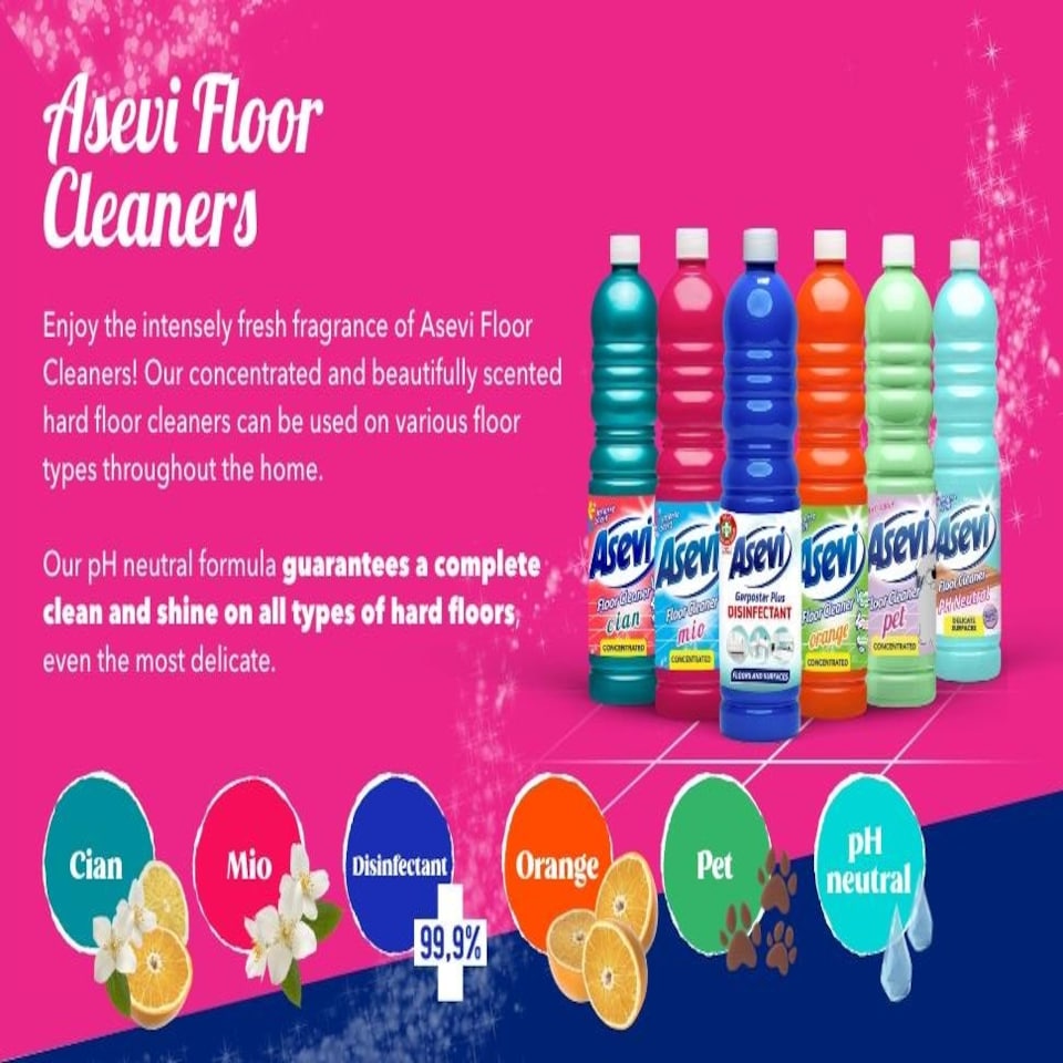 image 1 of Asevi Concentrated Hard Floor Cleaner Liquid Dirt Remover Cian 1L