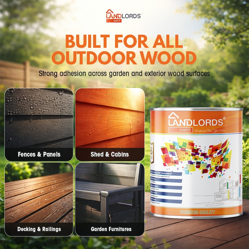 image 1 of Landlords Paint - Garden & Wood Paint - Best Weatherproof ALL Interior & Exterior Wood Protection - Terracotta - 20L