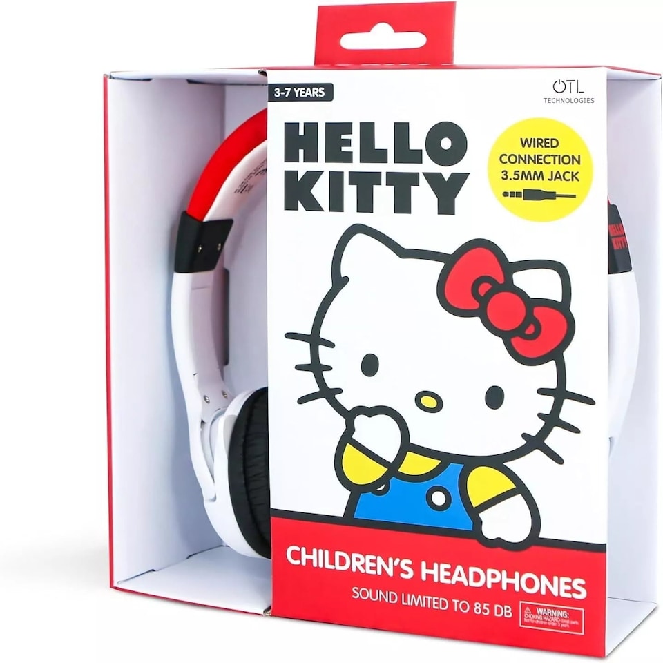 image 1 of Hello Kitty Kid's Wired Headphones with Ears | White