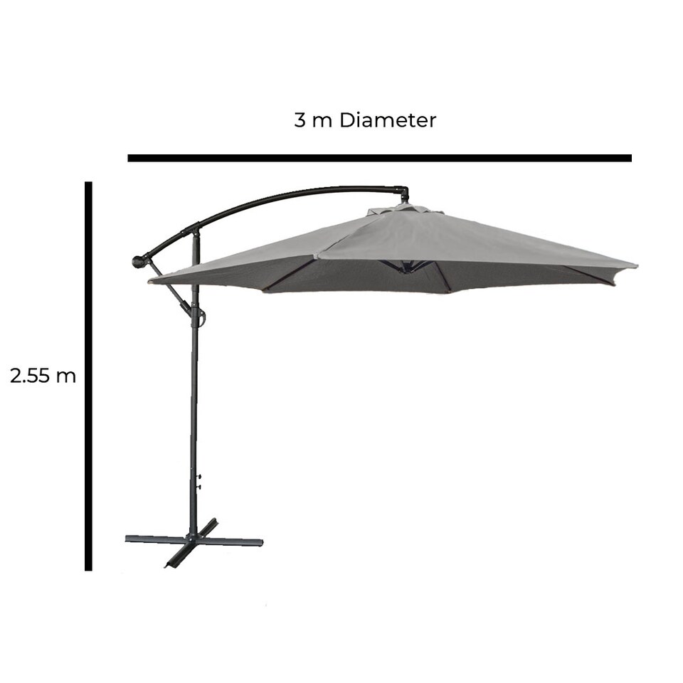 image 1 of Cyrus Banana Cantilever Parasol Grey Outdoor Garden Covering Party Sunshade | Grey