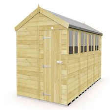 8 x 19 Feet Apex Shed - Single Door With Windows - Wood - L560 x W231 x H217 cm | Brown