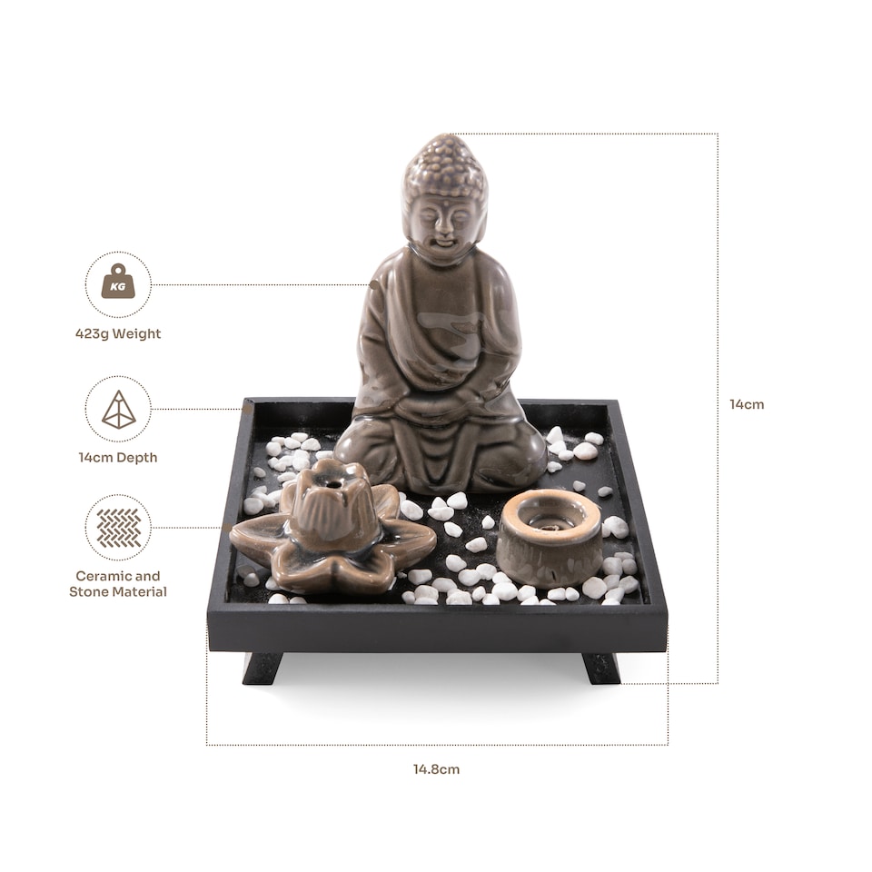 image 1 of Myga Candle & Incense Holder - Buddha | Brown