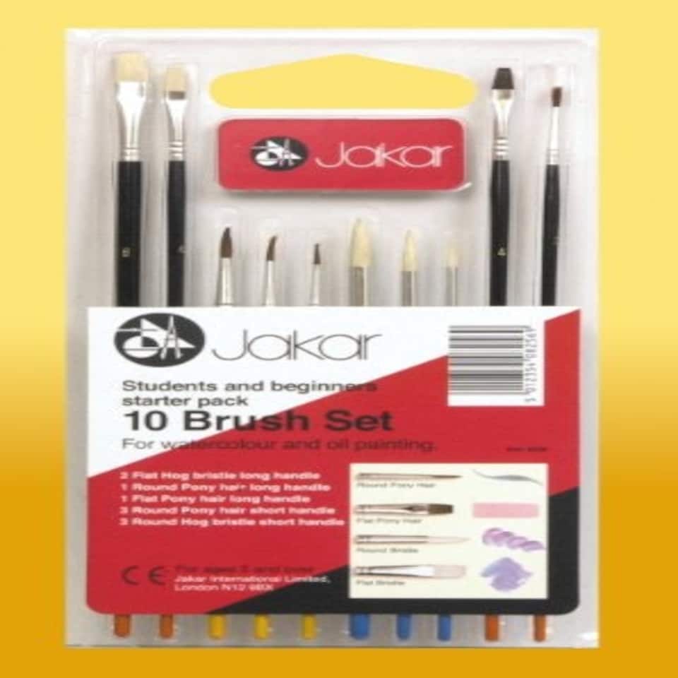 image 1 of Jakar 10 Brush Set for Watercolour and Oil Painting