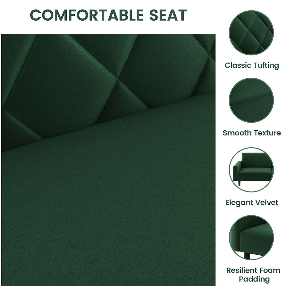 image 1 of Yaheetech Upholstered Couch w/ Adjustable Backrest Green