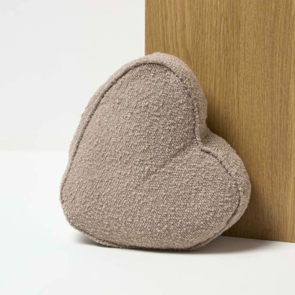 image 1 of Homescapes Luxury Boucle Fabric Heart Doorstop Set of 2