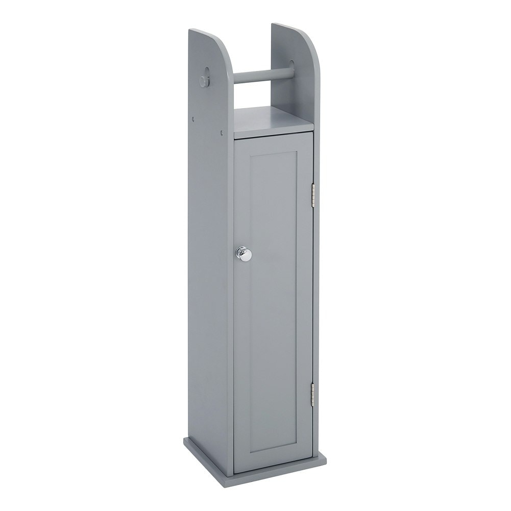 Living and Home Wooden Bathroom Cabinet for Toilet Rolls - Grey 20 W x 18 D x 78 Hcm
