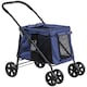 image 1 of PawHut One-click Foldable Pet Stroller w/ Mesh Windows, for Small Pets - Blue