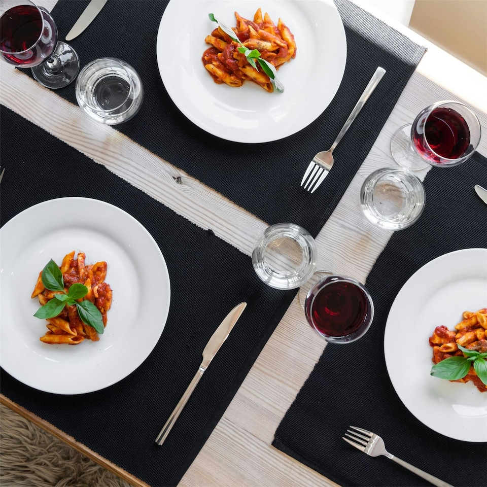 image 1 of Nicola Spring Ribbed Cotton Placemats - 48 x 33cm - Black - Pack of 6 Black