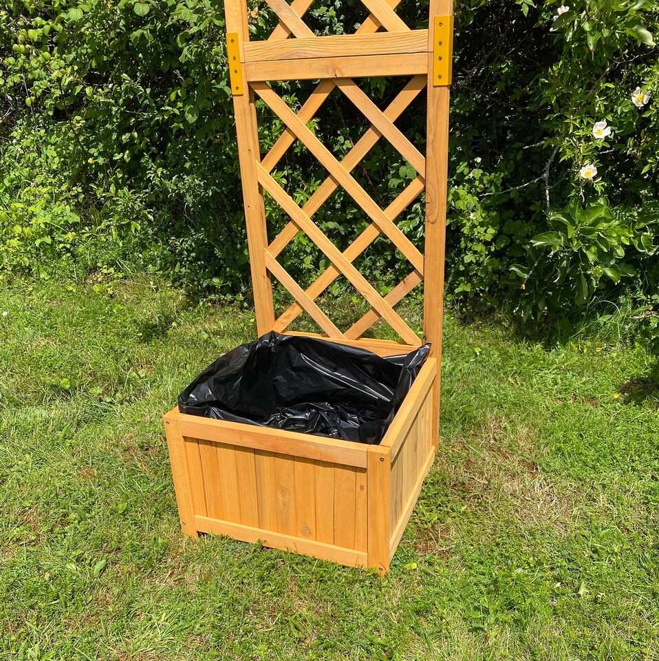 image 1 of Square Wooden Garden Trellis Planter