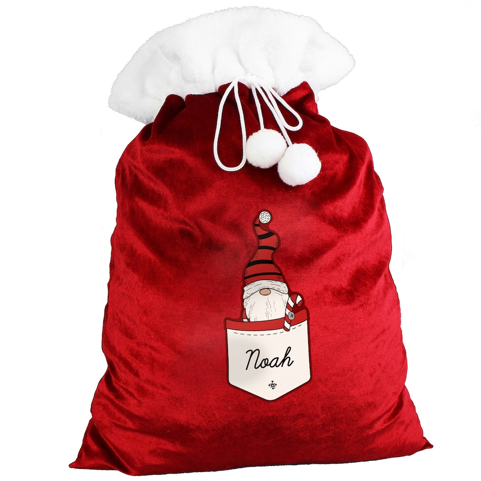 image 1 of Personalised Gonk Family Red Christmas Sack - Boy
