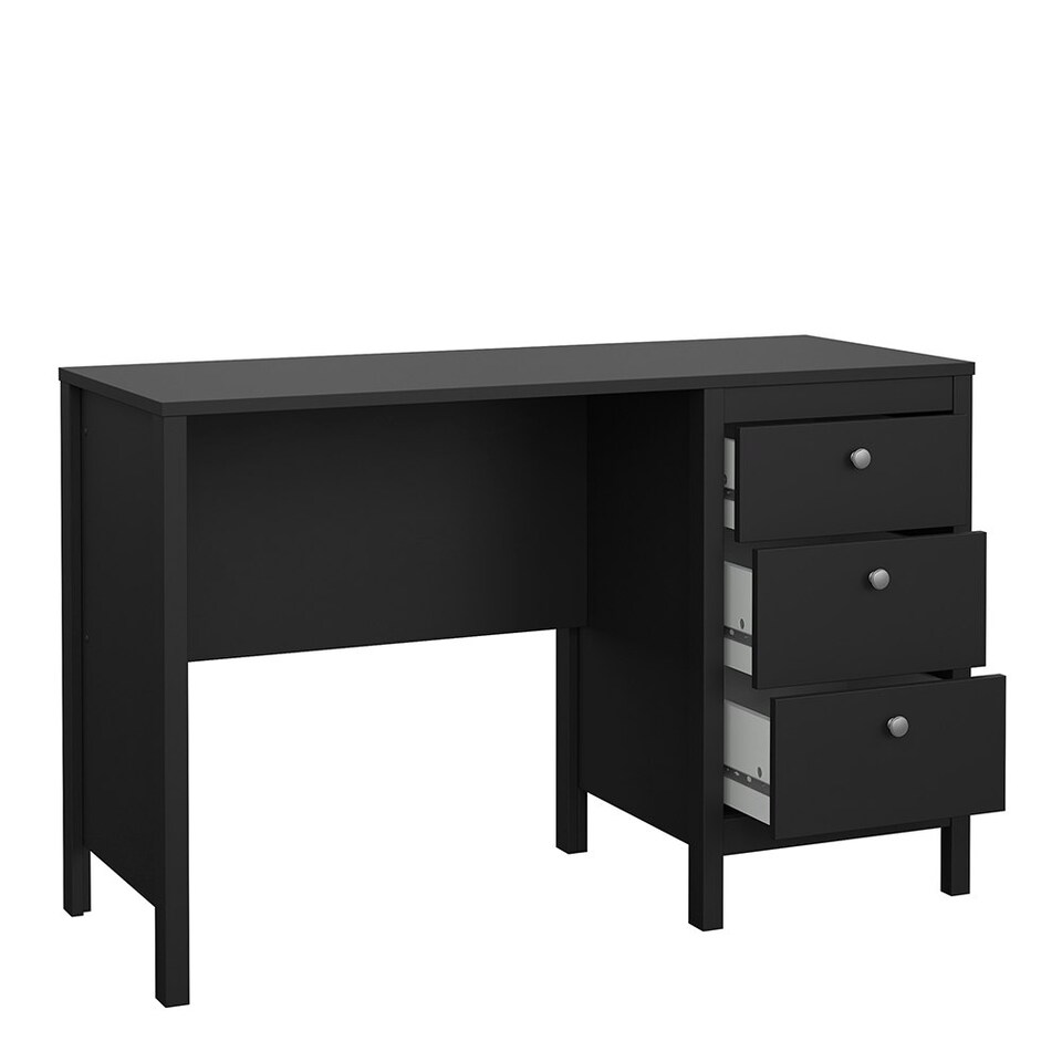 image 1 of Madrid Desk 3 Drawers Matt Black
