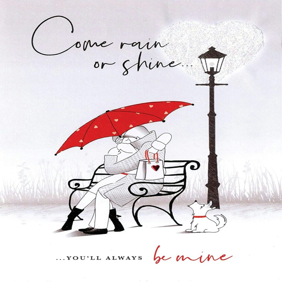 image 1 of Come Rain Or Shine Valentine's Day Greeting Card Fly Me to The Moon Range Cards