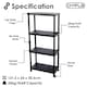 image 7 of 4 Tier Black Plastic Heavy Duty Shelving Racking Storage Unit