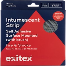 Exitex Self Adhesive Intumescent Fire & Smoke Door Strip with Brush, FD30 rated, 5.2m | Grey