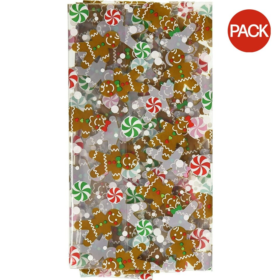 Amscan Gingerbread Treat Bag (Pack of 6) - Clear/Brown - One Size