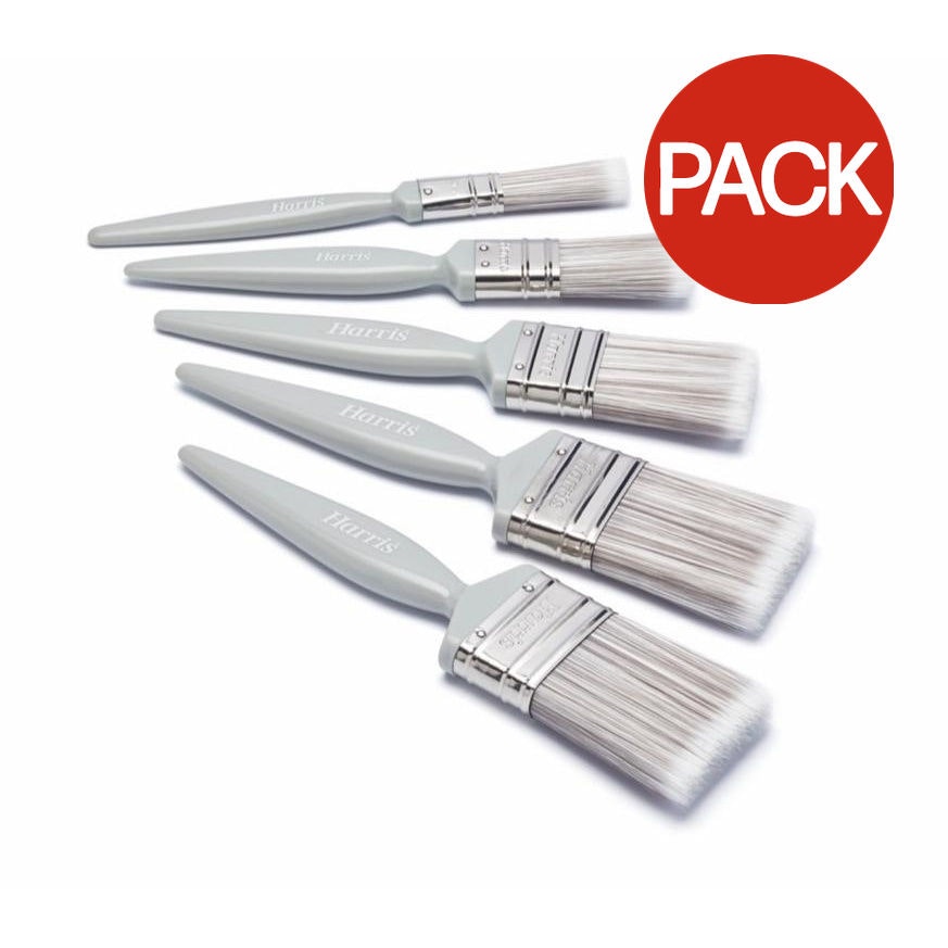 Harris Essentials Wall and Ceiling Paint Brush Set (Pack of 5) - Grey - One Size