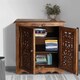 image 1 of Natural Hand Made Indian Mango Wood Shoe Cupboard Storage Unit Cabinet Light Brown 59 x 36.5 x 61 cm | Brown | Light Brown