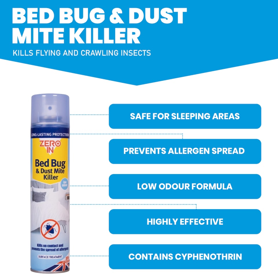 image 1 of Zero In Bed Bug and Dust Mite Killer Spray Household Pest Control 300ml