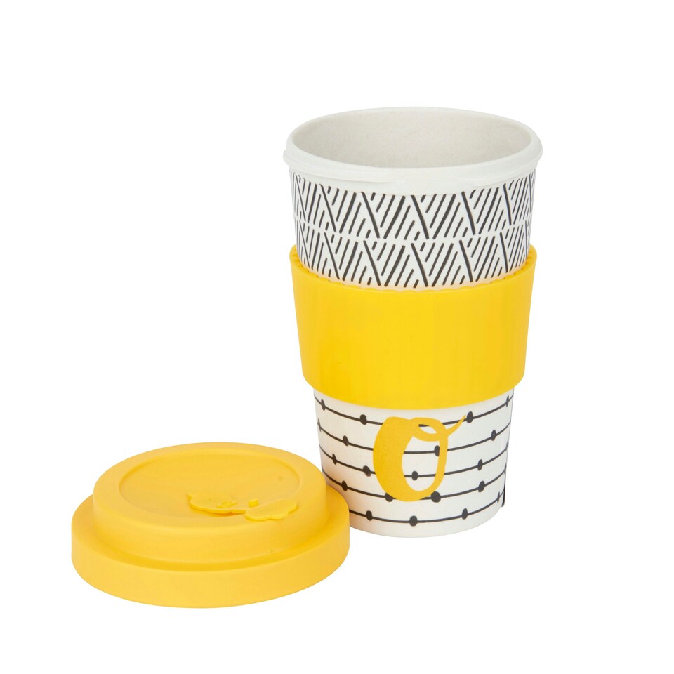 image 1 of KitchenCraft 410ml Bamboo A to Z Letter "O" Reuseable Mug Multi