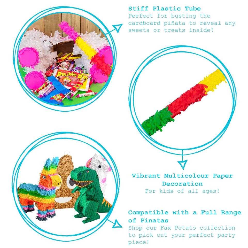 image 1 of Fax Potato Pinata Buster Stick & Blindfold Set - Rainbow