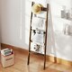 image 10 of COSTWAY Bamboo Blanket Ladder 5-Tier Ladder Shelf w/4 Removable Hooks-Brown Brown | One Size