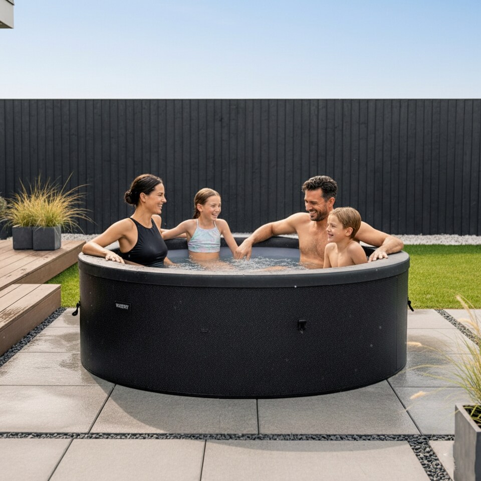 image 1 of Wave Tahoe 4 Person Eco Foam Hot Tub, EnergySave Bundle, Charcoal Black