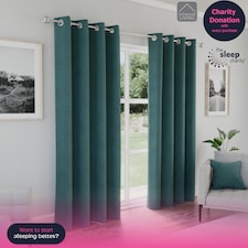Enhanced Living Austin Blackout, Thermal Teal Curtains with Eyelet Header (PAIR) - 66x90 inch (168x229cm)