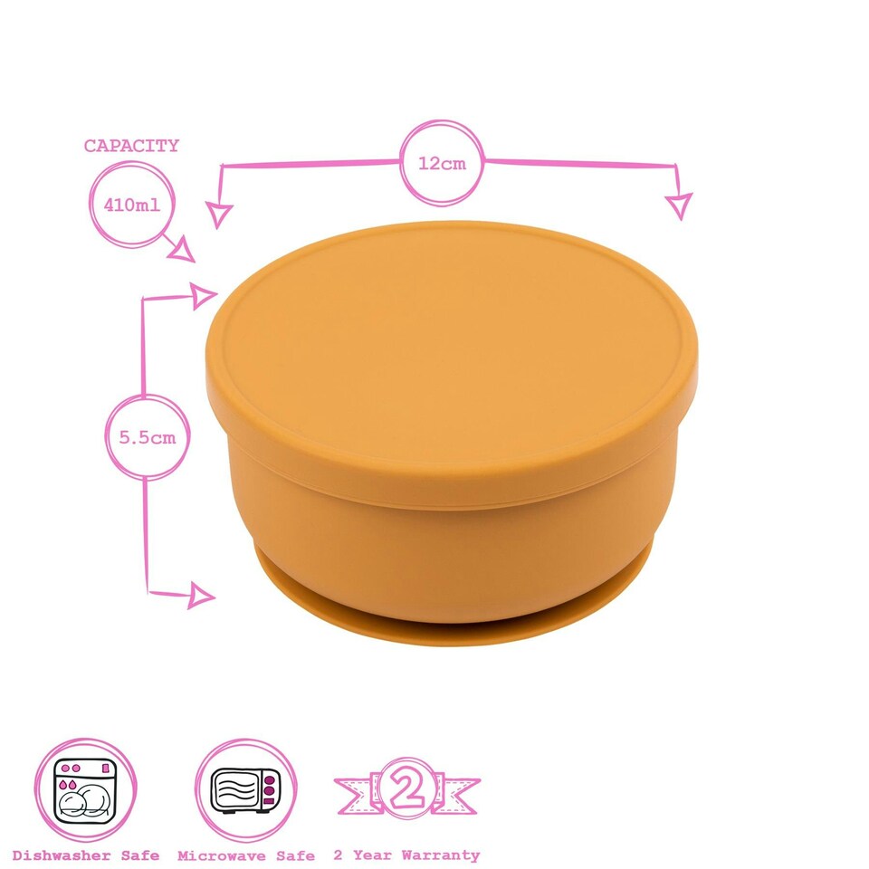 image 1 of Tiny Dining Baby Silicone Suction Bowl with Lid - Ochre Orange