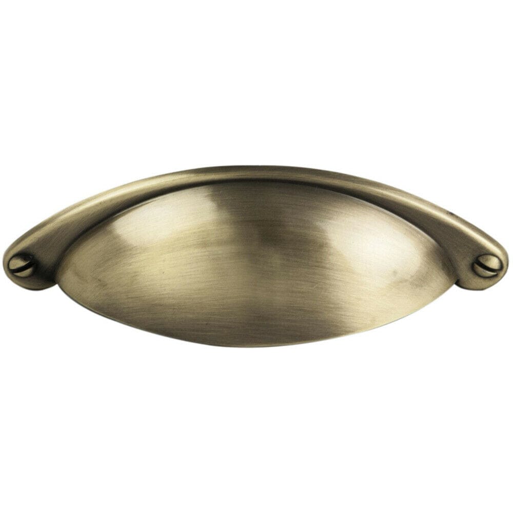 Loops Traditional Cup Pull Handle 104 x 26mm 64mm Fixing Centres Burnished Brass in Metallics