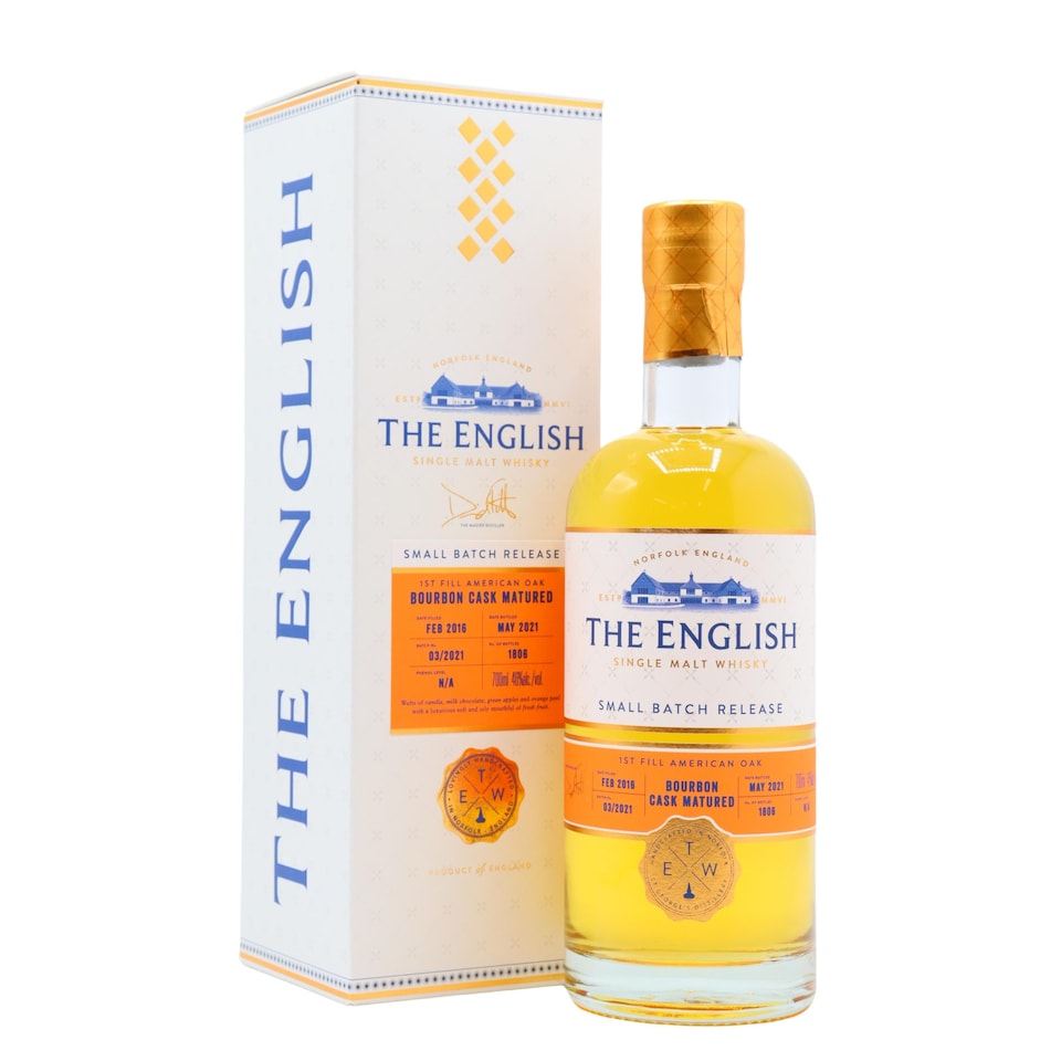 image 1 of The English - 1st Fill Bourbon Cask Matured Small Batch 2016 5 year old Whisky