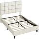 image 2 of Yaheetech 135 cm W x 190 cm L Upholstered Bed Frame Beige