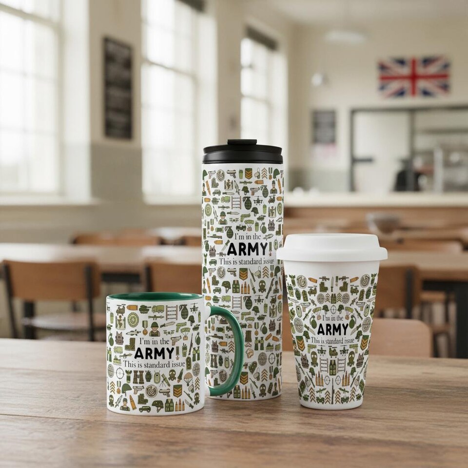 image 1 of Novelty Army Ceramic Travel Mug - Reusable Drinks Cup Gift