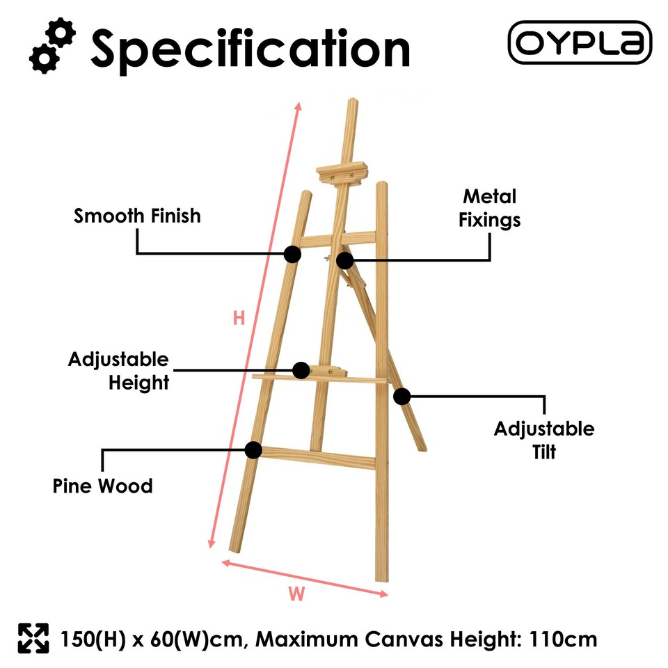 image 1 of 5ft 1500mm Wooden Pine Tripod Studio Canvas Easel Art Stand | Brown