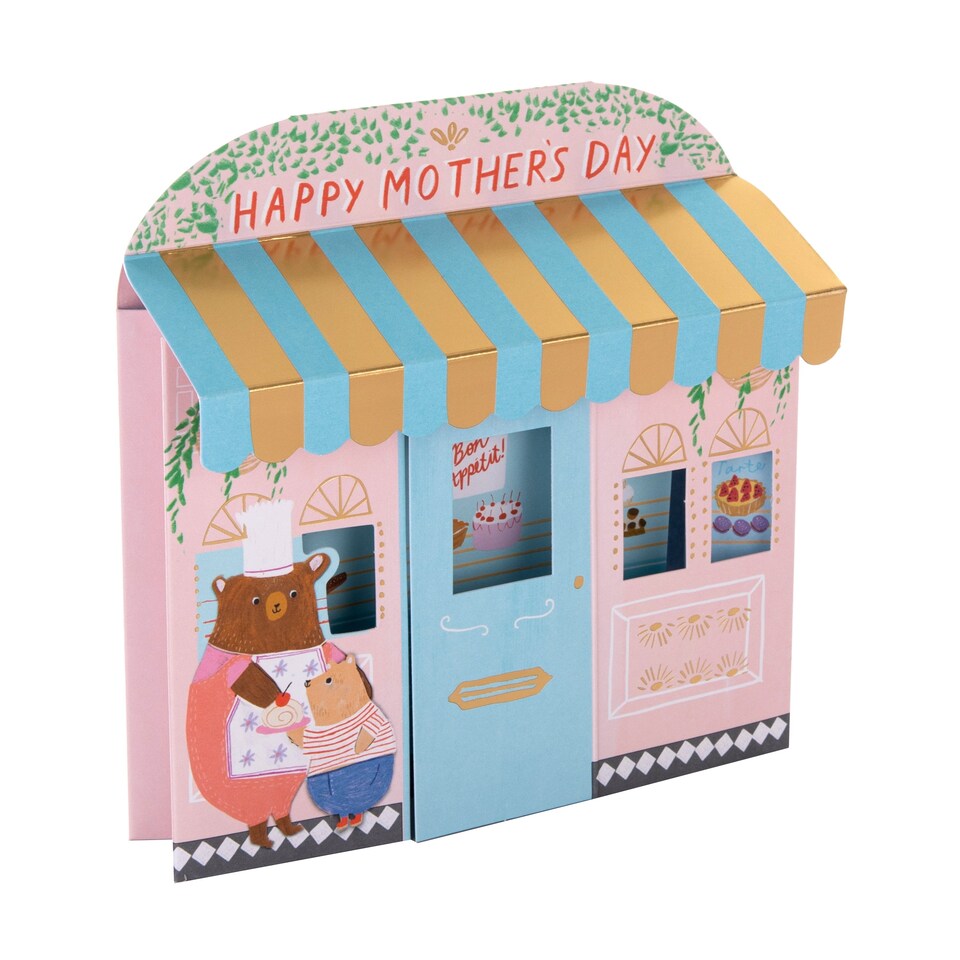 image 1 of Hallmark Happy Mother's Day Card - 3D Patisserie Shop | Multi | Flat: 16cm by 16cm,
Popped Up: 15.8cm by 15.7cm by 3.3cm