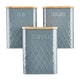 image 3 of Cooks Professional Kitchen Storage Set | 3-Piece Square with Bamboo Lids | Tea Coffee Sugar | Grey