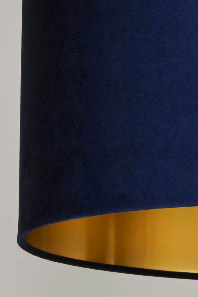 image 1 of NAVY VELVET DRUM SHADE & GOLD INNER (D40cm)