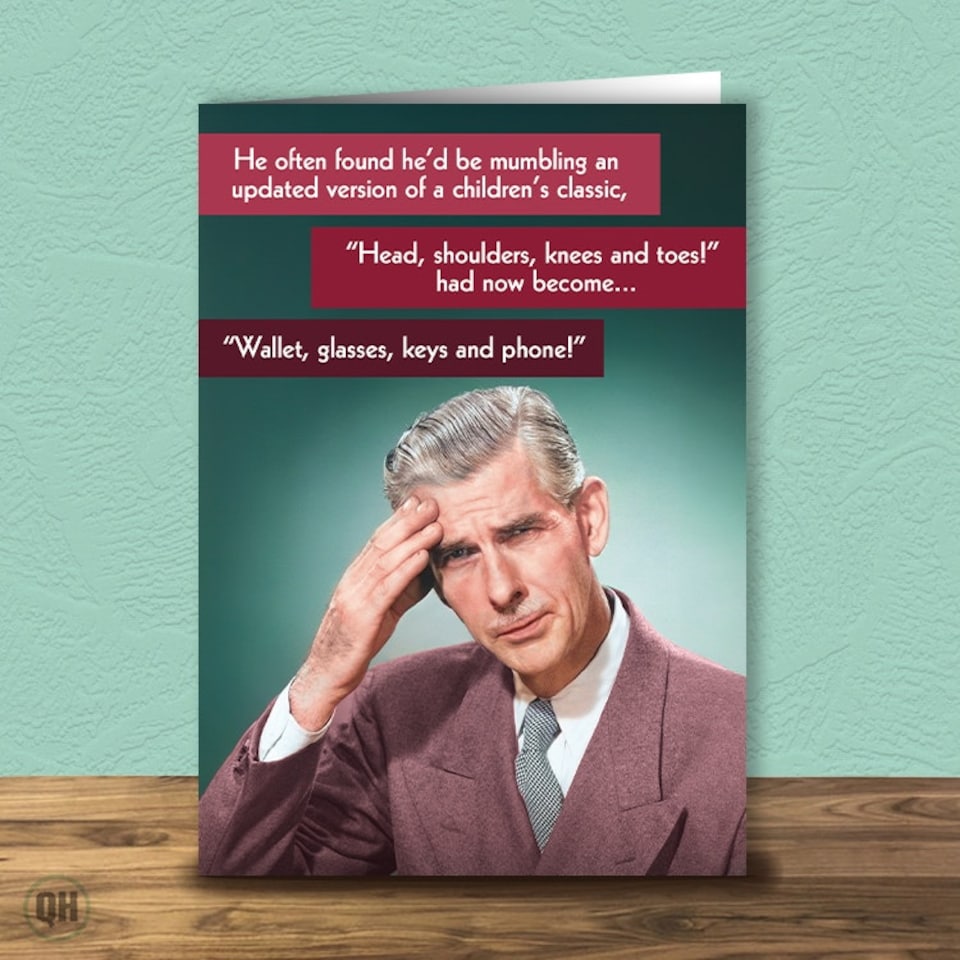 image 1 of Wallet, Glasses, Keys And Phone!" - Funny Retro Greetings Card