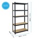 image 2 of Boltless 5 Tier Shelving Racking Heavy Duty Steel Shelf Unit Shed Garage Home Black Black