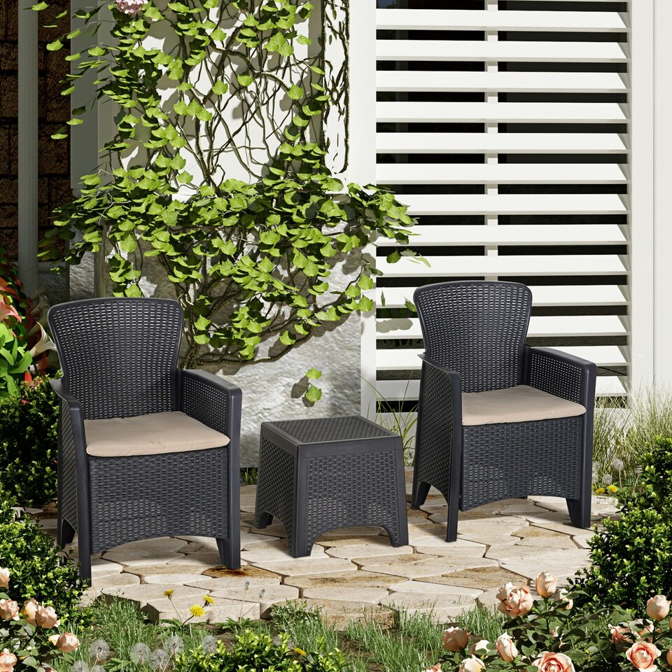 image 1 of Outsunny 3pc Outsunny Balcony Furniture Set - Grey | Bistro Set