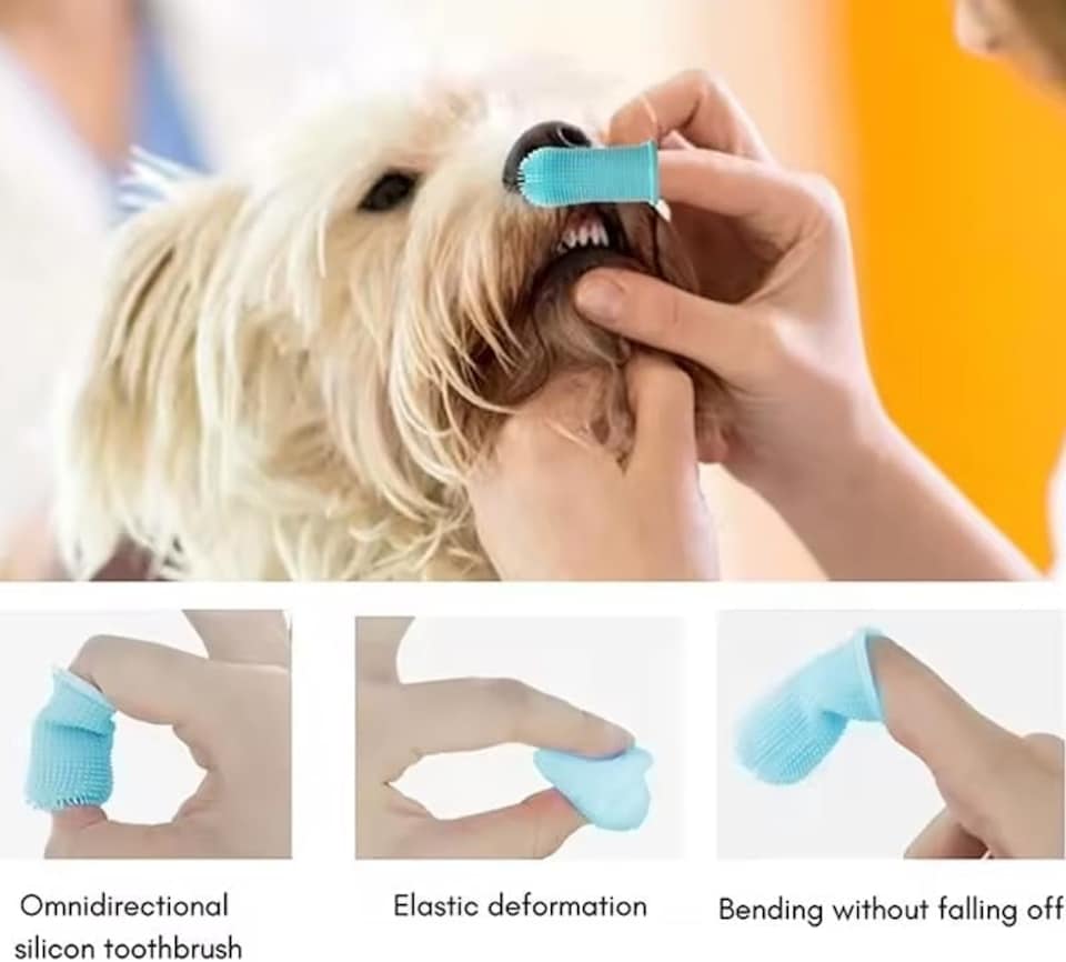 image 1 of KAV Silicone Finger Toothbrush for Dogs, Easy Teeth Cleaning Dental Care, Dog Finger Toothbrush 5.1x2.3cm (Pack of 2)