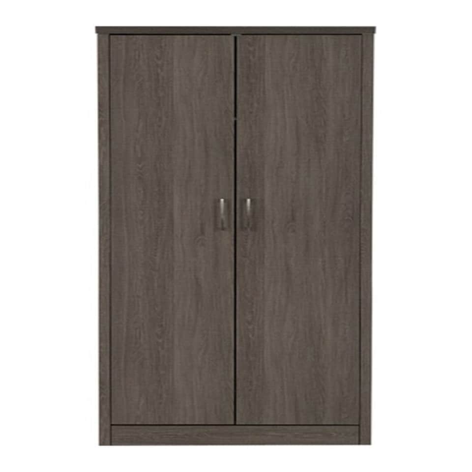 image 1 of Lisbon 2 Door Wardrobe - L53.5 x W81.5 x H187 cm - Black Wood Grain Grey