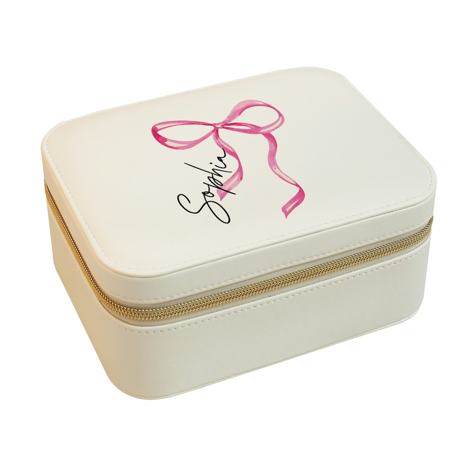 image 1 of Personalised Bow Travel Jewellery Box