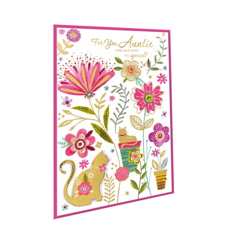 image 1 of Simon Elvin For You Auntie Greetings Card (Pack of 6) - White/Pink - One Size White | One Size